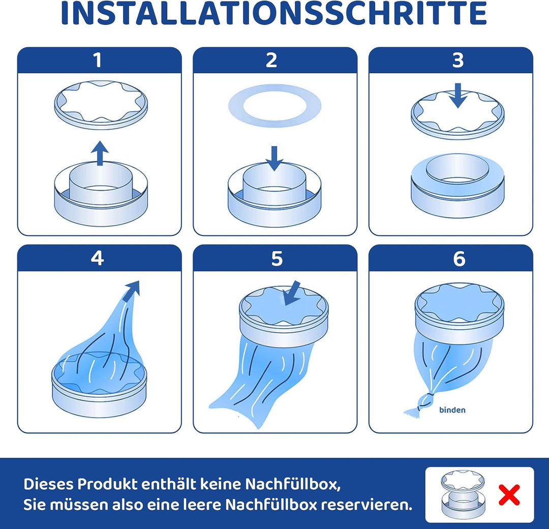 6 Stück ORIGINAL Windeleimer Nachfüllkassetten, Neu eingeführtes EVOH-Material mit hoher Barriere, V