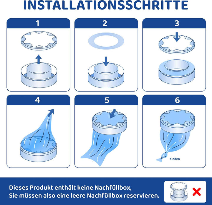 6 Stück ORIGINAL Windeleimer Nachfüllkassetten, Neu eingeführtes EVOH-Material mit hoher Barriere, V