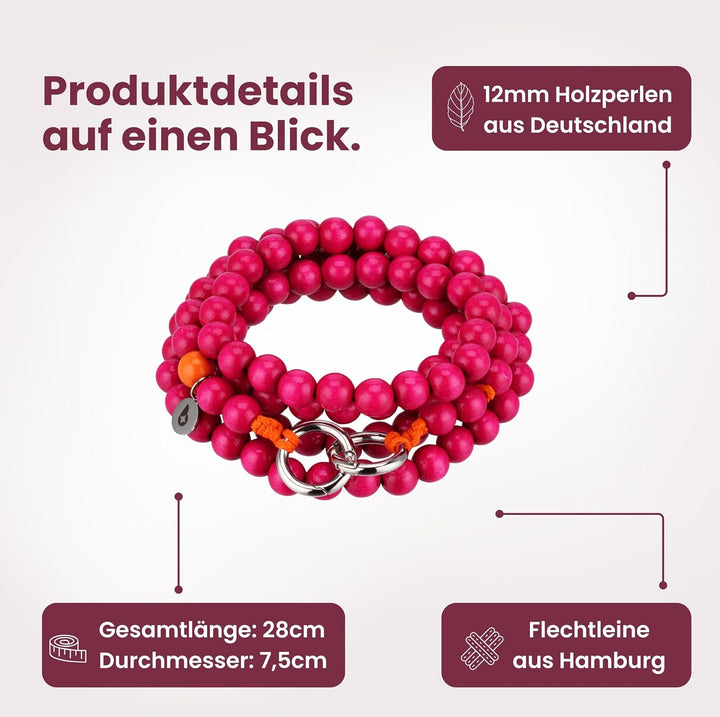 beadstars® Handykette Perlen lang inkl. Patch– handmade in Deutschland | Längen 120cm, 130cm, 140cm