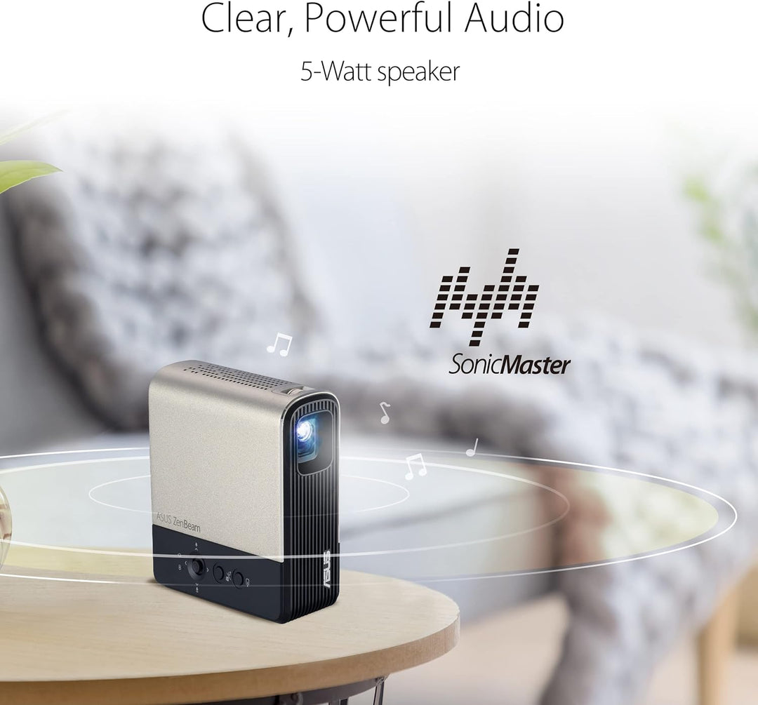 ASUS ZenBeam E2 Mini-LED Projektor (Beamer, Auto-Portrait-Modus, 300 LED-Lumen, WVGA, kabellose Proj