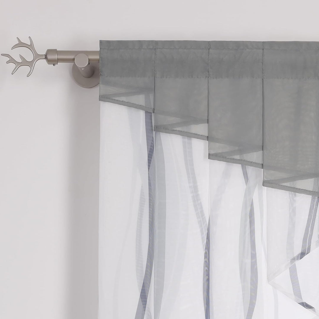 HongYa Tunnelzug Scheibengardine transparenter Voile Kurzgardine für Kleinfenster H/B 145/120 cm Wei
