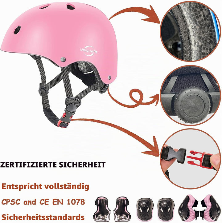 Verstellbarer Helm für Kinder und Schutzausrüstung Knieschützer Ellbogenschützer Handgelenkschützer