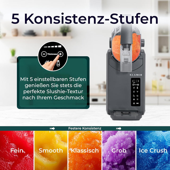 KLAMER Slush Maschine, mit 5 smarten Programmen: Slushie, Cocktail, Milchshake, Frappé, Wein, Automa
