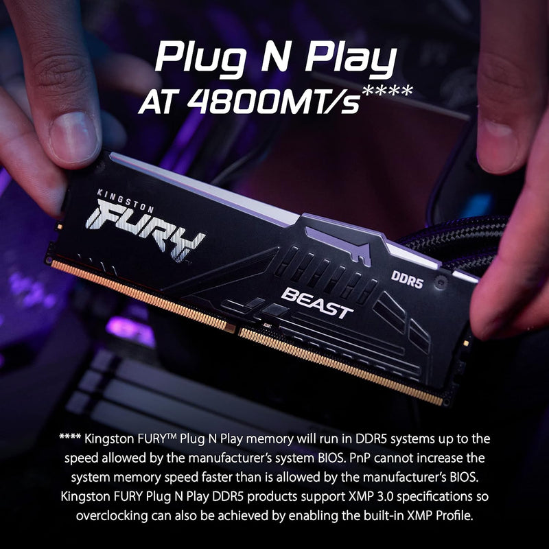 Kingston FURY Beast DDR5 RGB 16GB 5200MT/s DDR5 CL36 DIMM Desktop Gaming Speicher Einzelnes Modul -