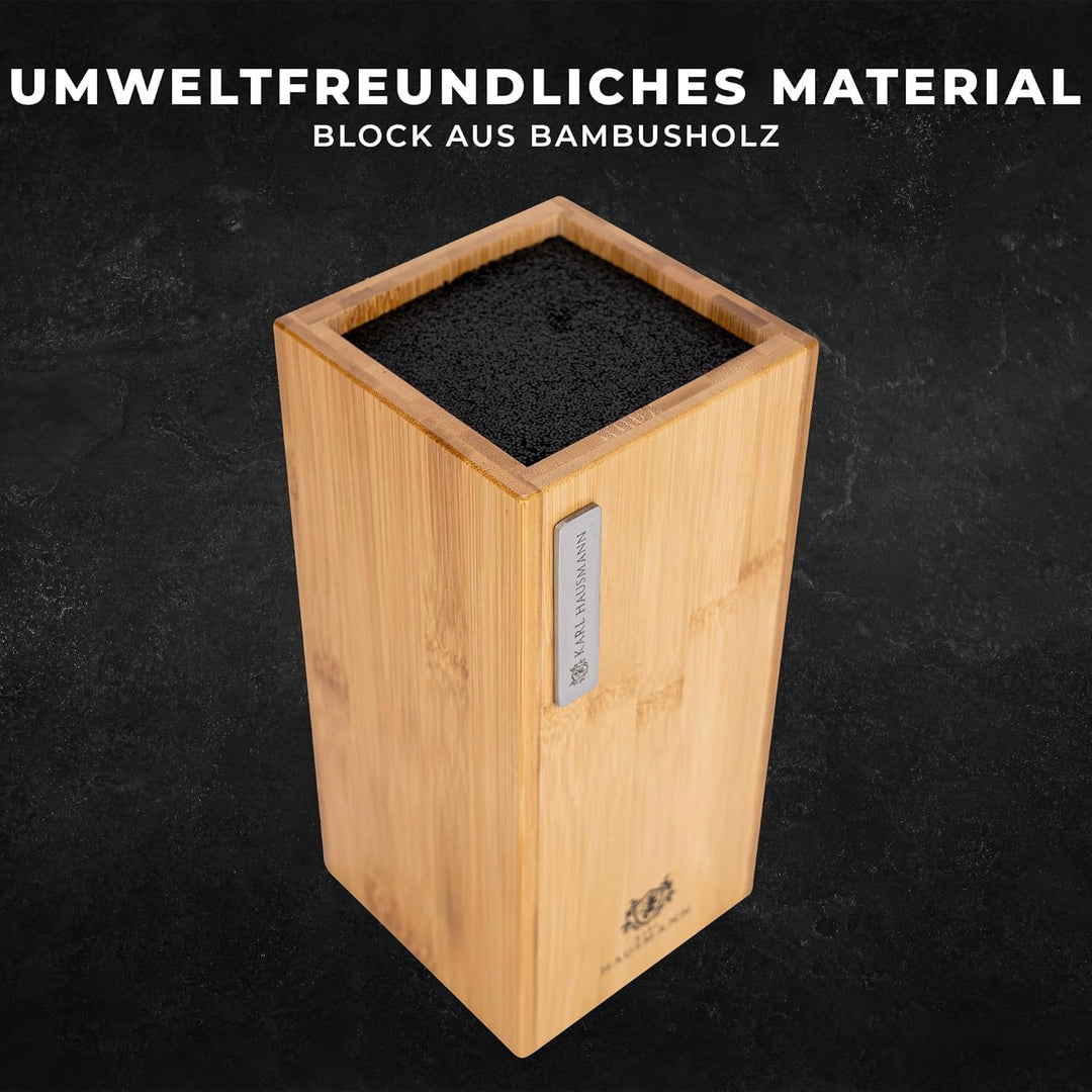 KARL HAUSMANN Bambus Messerblock, Universeller Messerblock aus Holz, universell für Küchenmesser, Kü