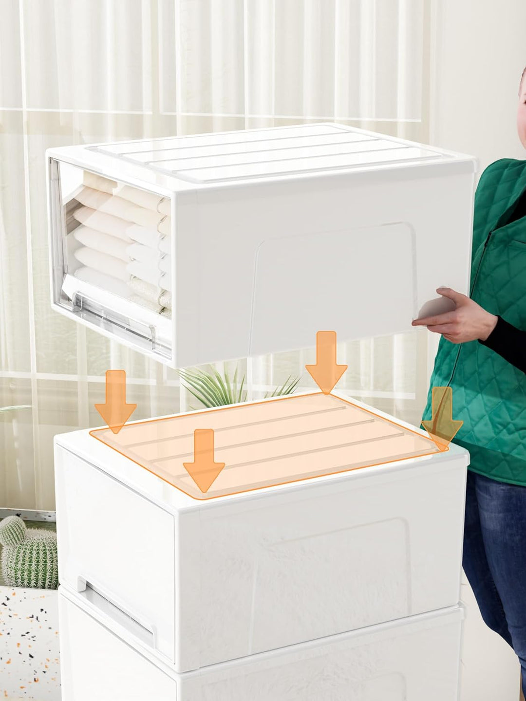 Cetomo 50L*3 Schubladenbox, Kunststoff Aufbewahrungsbox mit Schubladen, Stapelbar Schubladenschrank