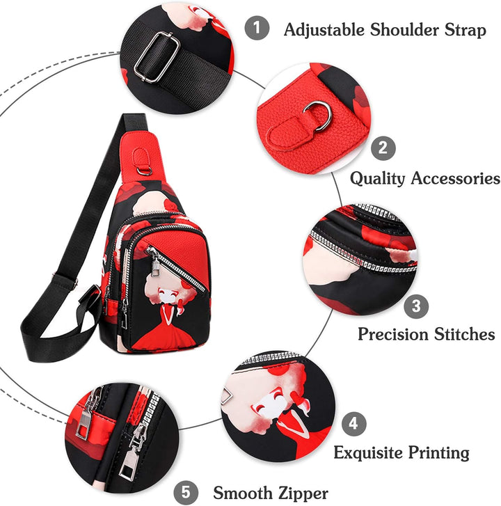 FANDARE Damen-Brusttasche, modisch, Umhängetasche, Umhängetasche, Schultertasche, für Wandern, Outdo