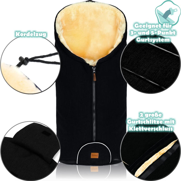 Merino Lammfell Fusssack Winterfusssack universal für Babyschale Autositz Gr. 0 Kinderwagen Baby (Sc
