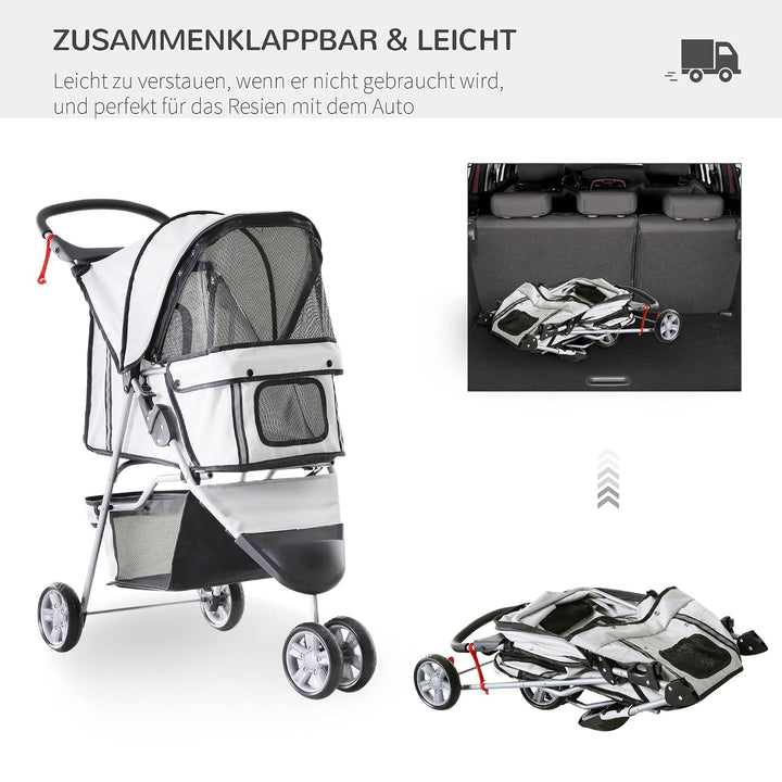 PawHut Hundewagen Hundebuggy Buggy Hunde Katzen Pet Stroller Hunde Buggy Grau grau 75L x 45B x 97H c