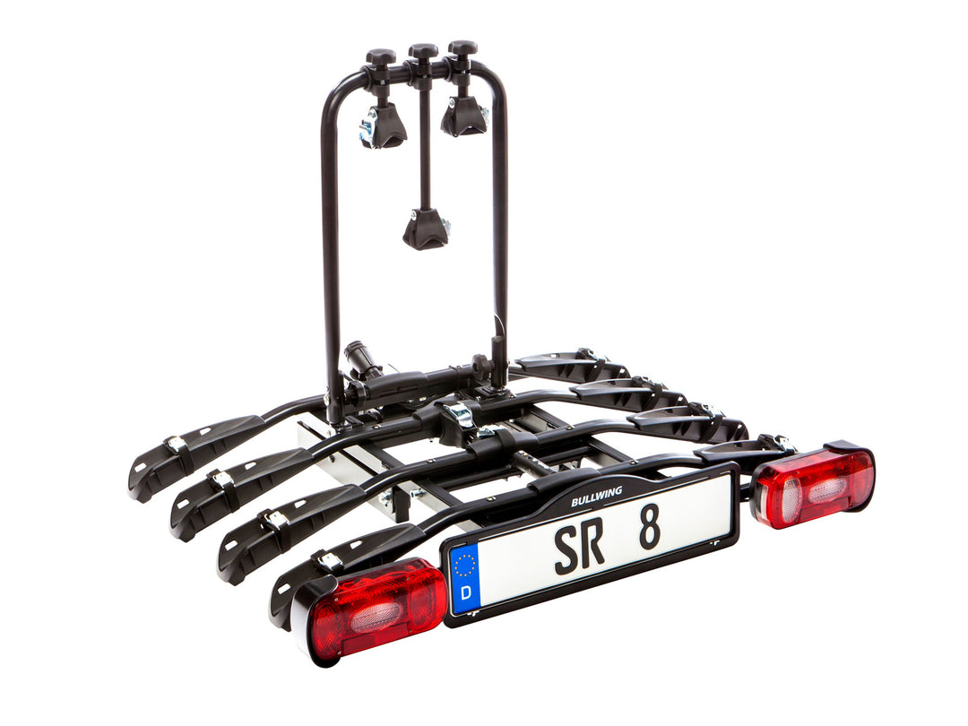 Bullwing SR8 Fahrradträger für 4 Fahrräder auf Auto Anhängerkupplung Heckträger Radträger abklappbar