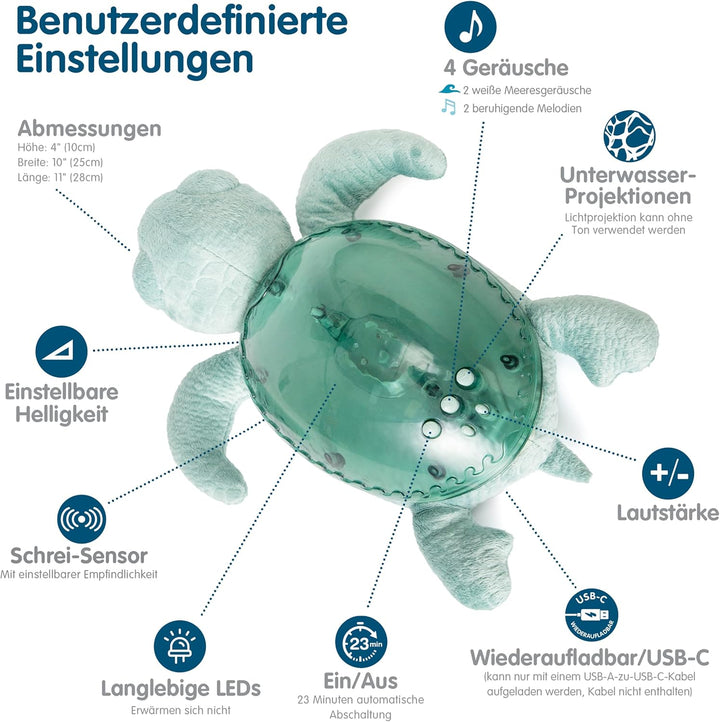 Cloud b Ocean Projektor Nachtlicht mit 2 weissen Geräuschen und 2 Soothing-Sounds, wiederaufladbar,