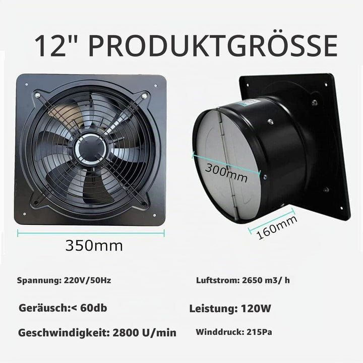ECUTEE 120W 12 Axiallüfter 2650 m³/h Abluftventilator 300mm Axialventilator Küchenabluftventilator I