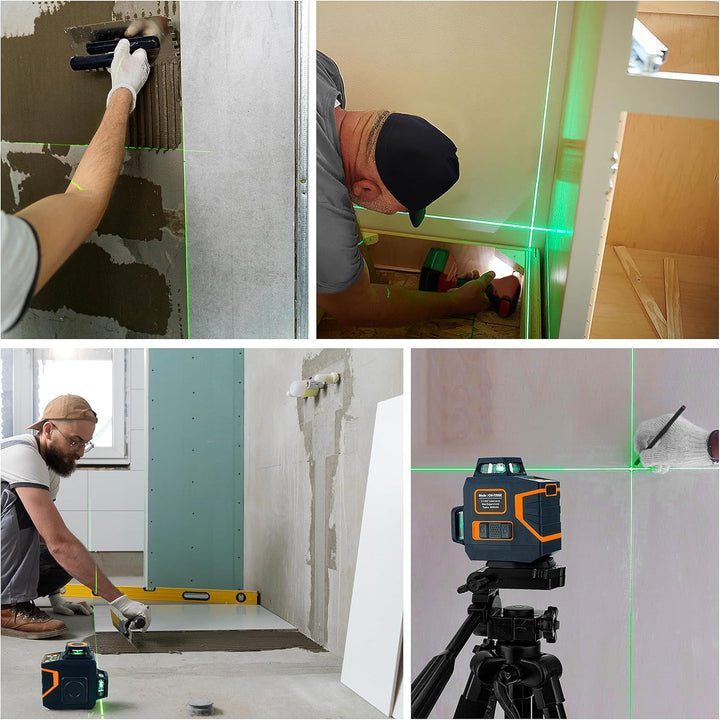 CIGMAN Kreuzlinienlaser Grün 2 x 360 Grad Laser Nivellierlaser mit wiederaufladbarer Lithiumbatterie