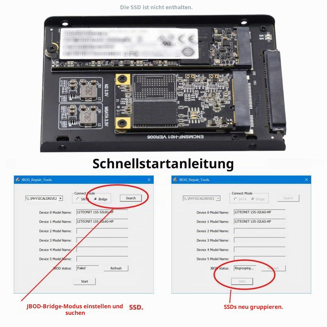 chenyang MSATA ＆ M.2 NGFF SATA SSD auf 2.5" SATA JBOD Raid0 Span Bridge HDD Disk Drive Gehäuse NGFF