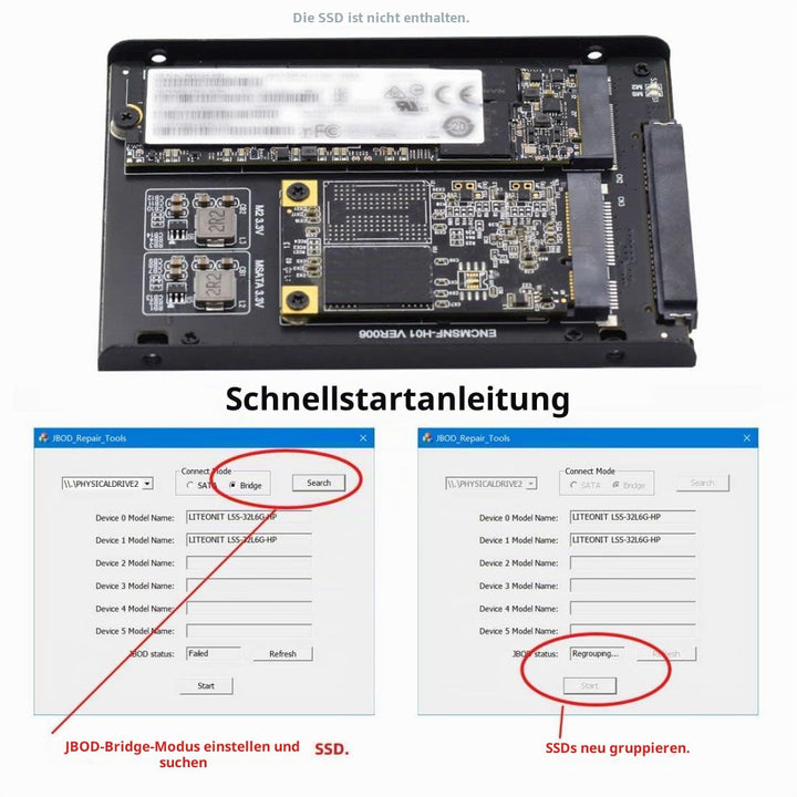 chenyang MSATA ＆ M.2 NGFF SATA SSD auf 2.5" SATA JBOD Raid0 Span Bridge HDD Disk Drive Gehäuse NGFF
