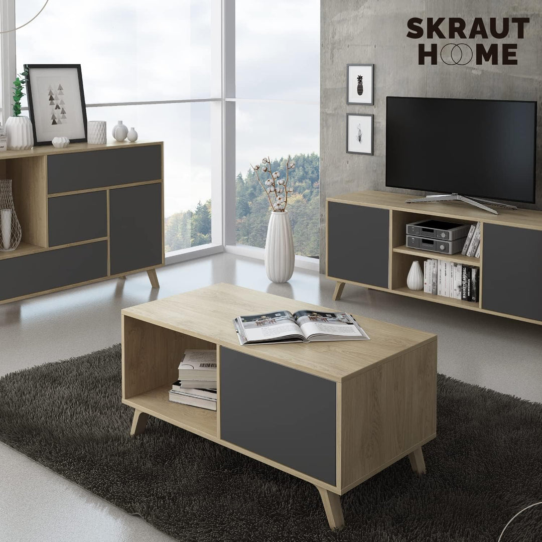 Skraut Home – Couchtisch – 45 x 92 x 50 cm – Niedriger Tisch, ideal für Wohnzimmer oder Esszimmer –