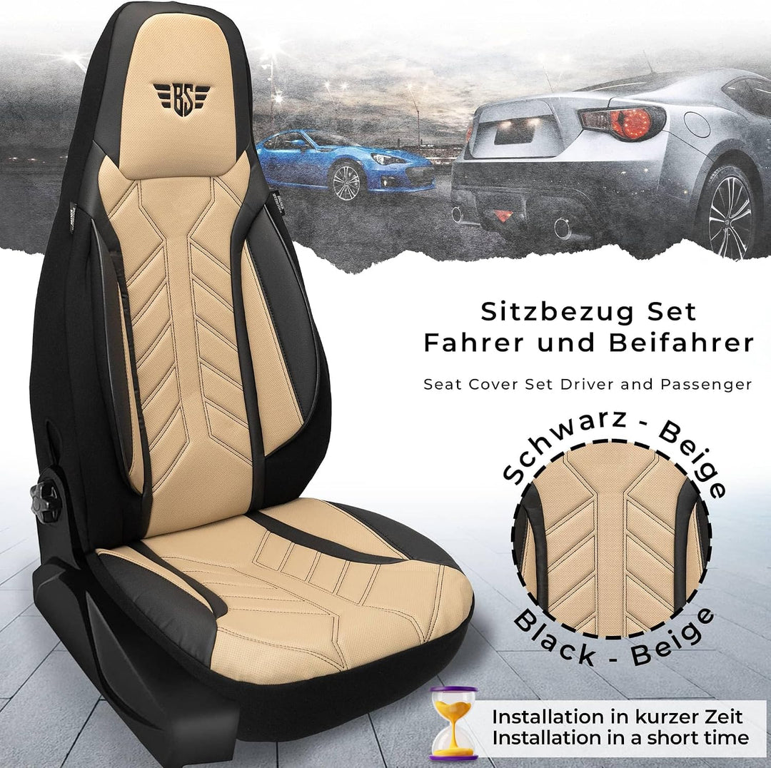 BREMER SITZBEZÜGE Mass Sitzbezüge Schonbezüge für Ford Fiesta MK 8 DPL507 DPL507 - Schwarz/Beige Fie