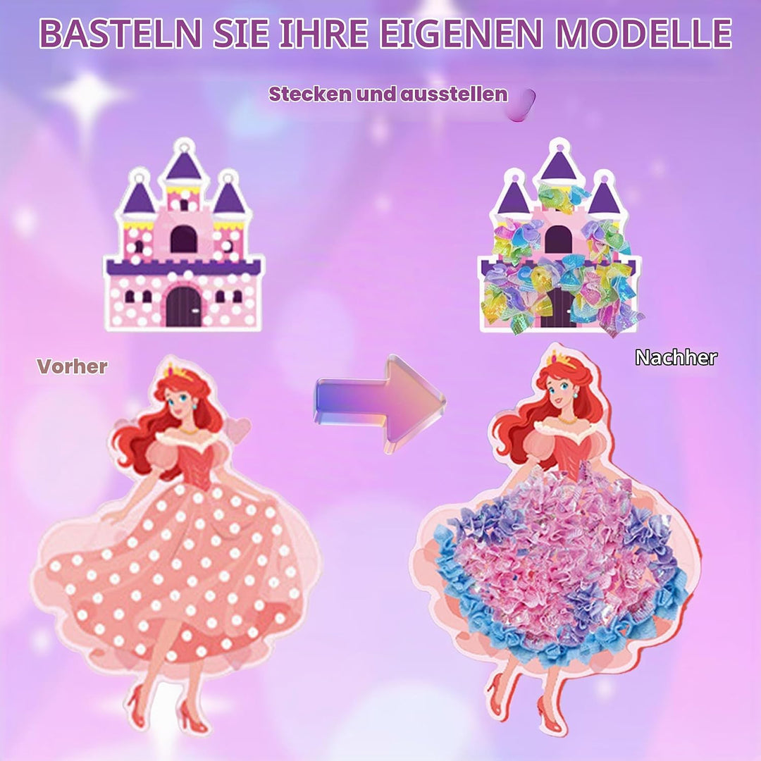 Afufu Poke-in Art Bastelset Kinder 3-12 Jahre, DIY Kindertagsgeschenke Mädchen mit 8 Prinzessinnen &amp;