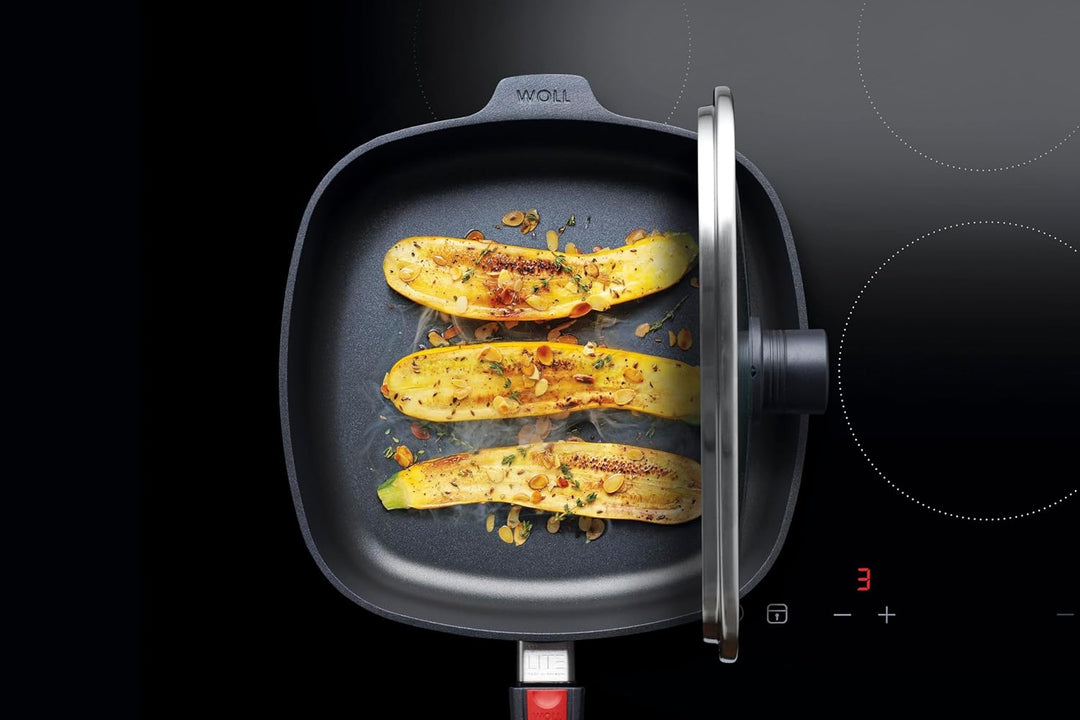 Woll Diamond Lite Viereckpfanne - Induktiv -, 28x28 cm, 6 cm hoch, mit abnehmbarem Stiel - Geeignet