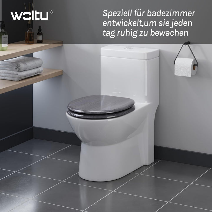 WOLTU #2 Premium WC-Sitz Toilettensitz mit Absenkautomatik, MDF Holzkern, Softclose Scharnier, Antib