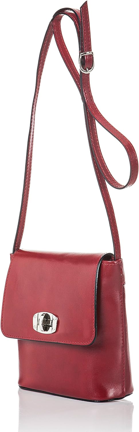 Damenhandtasche Madrid Wein Rot, Schultertasche aus echtem Leder, Made in Italy, Moderne Lederhandta