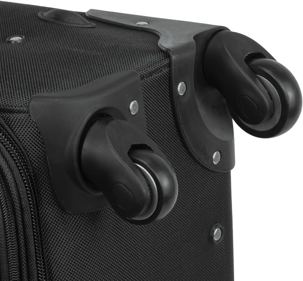 DIAMOND Weichschalen-Kabinenkoffer S 20" – Schwarz, Codura 1200D, 360° Rollen, Zahlenschloss, Erweit