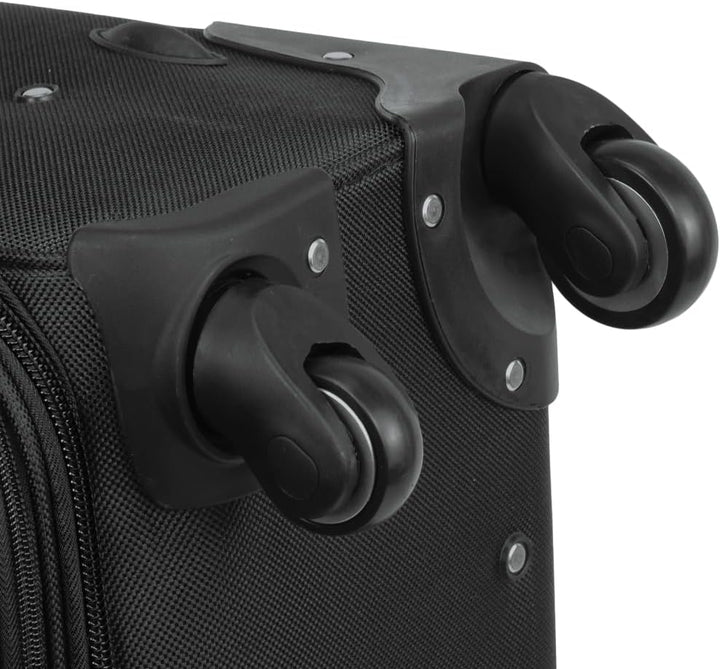DIAMOND Weichschalen-Kabinenkoffer S 20" – Schwarz, Codura 1200D, 360° Rollen, Zahlenschloss, Erweit