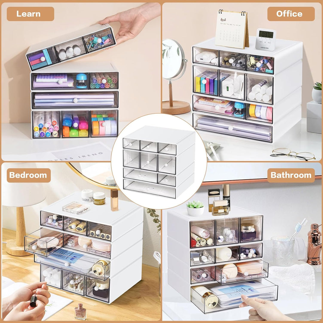 Desk Aufbewahrungsbox mit 9 Schubladen, ToyaJeco 4 Lagen Stapelbare Desktop Craft Storage-Schubladen