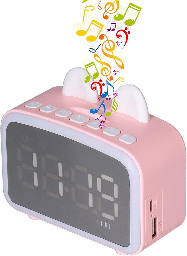 Elprico Radiowecker, -Cartoon-Bluetooth-Uhr Am Bett mit 1400-mAh-Akku, Multifunktionaler Digitaler B
