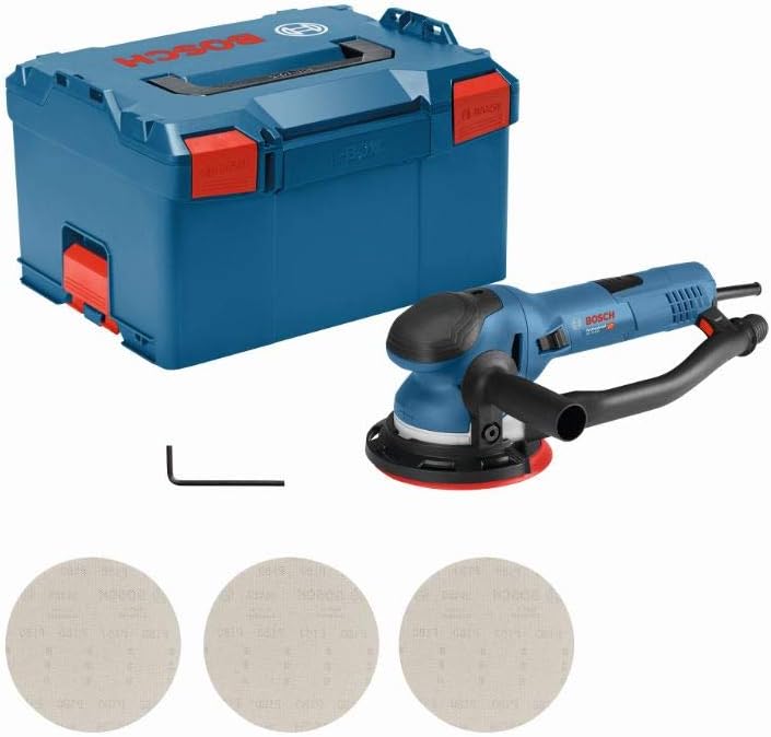 Bosch Professional Exzenterschleifer GET 75-150 (Schleifteller-Ø: 150 mm, in L-BOXX) + 5x Expert M48