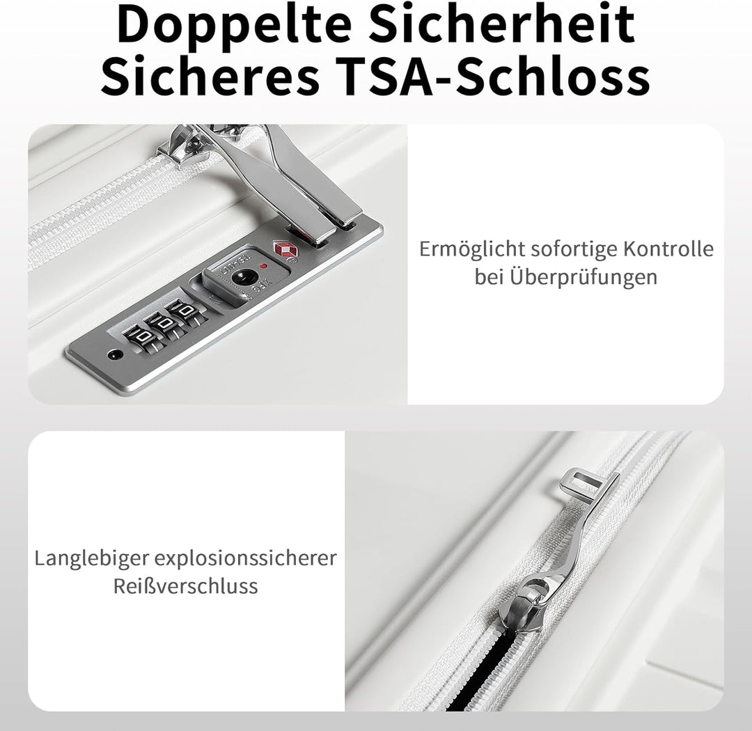 KONO Handgepäck Koffer Trolleys 55cm Leicht Hartschalenkoffer Reisekoffer mit 4 Rollen und TSA Schlo