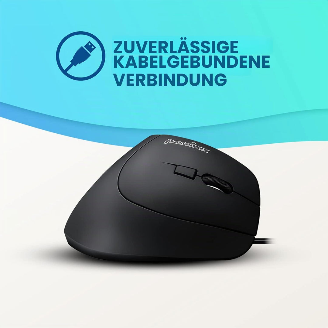 Perixx 11209 PERIMICE-515 II Ergonomische Vertikale Maus - 1000/1600 DPI - Natürliches vertikales De