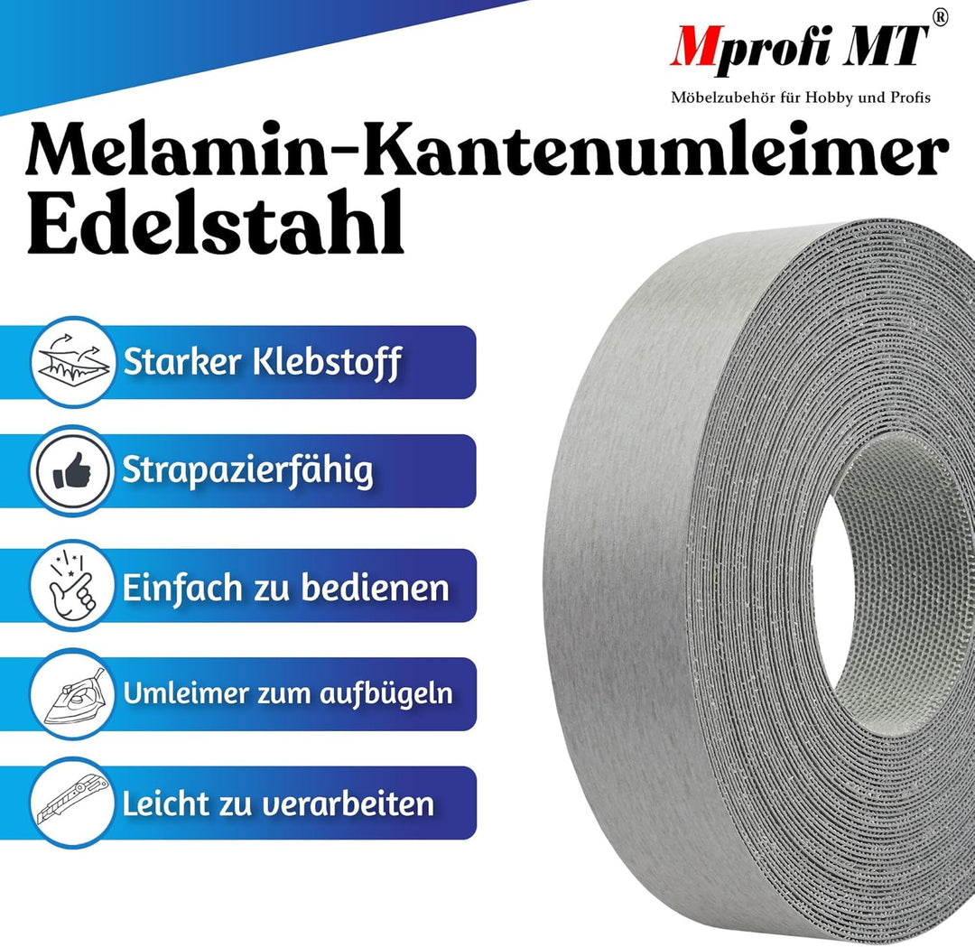 Mprofi MT® 50m Rolle-Kantenumleimer-Melaminkantenumleimer-Umleimer mit Schmelzkleber-Bügelkante für