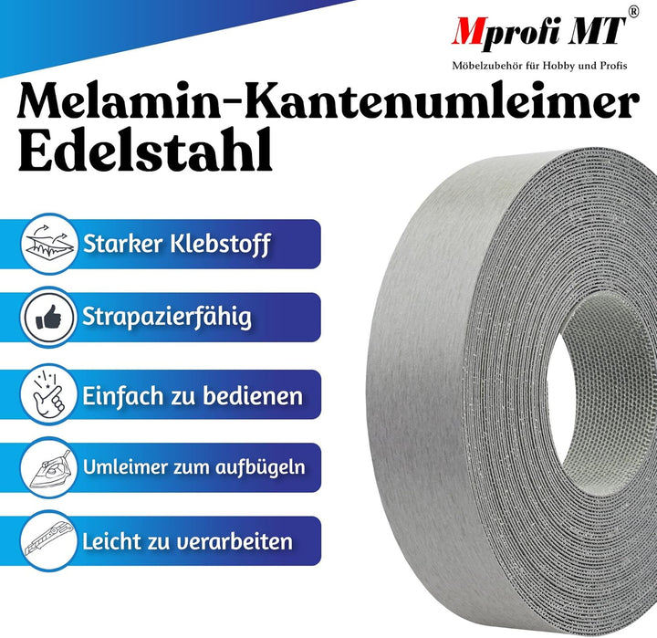 Mprofi MT® 50m Rolle-Kantenumleimer-Melaminkantenumleimer-Umleimer mit Schmelzkleber-Bügelkante für