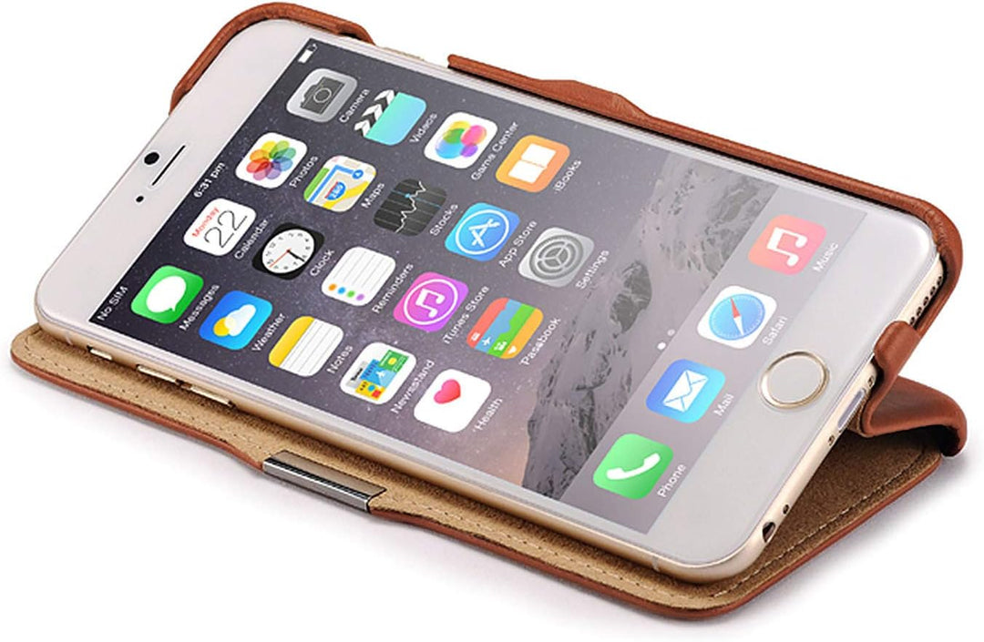 ICARER Hülle passend für Apple iPhone 6S Plus und iPhone 6 Plus (5,5 Zoll), Handyhülle mit echtem Le