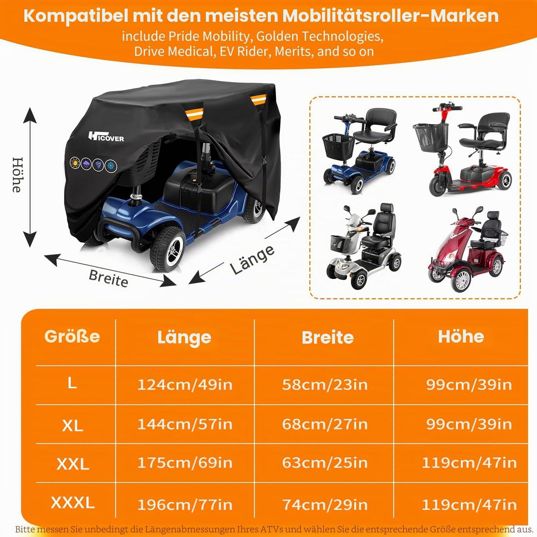 600D Elektromobil Abdeckhaube - Wasserdicht &amp; UV-beständig, mit Wasserdichten Streifen, Luftentlüftu