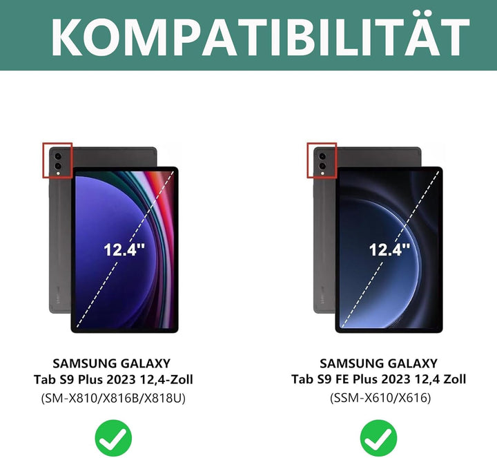 Tastatur für Samsung Galaxy Tab S10+ 2024/S9 FE+/S9 Plus 12.4", Hülle mit Tastatur für Samsung Tab S