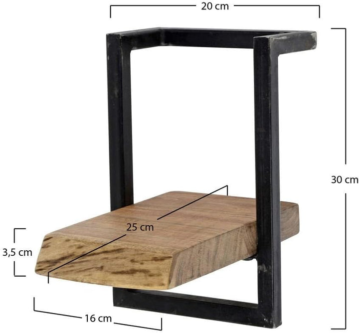 RINGO-Living Massivholz Regal Alani in Natur-hell und Schwarz-matt 200mm, 200mm
