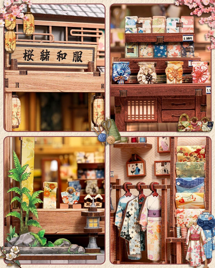 CUTEBEE Book Nook - 3D Puzzle im Japanischen Stil DIY Puppenhaus-Set, Bücherregal-Dekoration, Famili