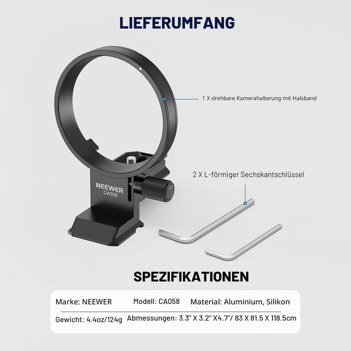 Neewer Drehbare Kragenhalterungsplatte für Nikon Z8 Z7 II Z6 II Z5 FTZ II Adapter, schnelle horizont
