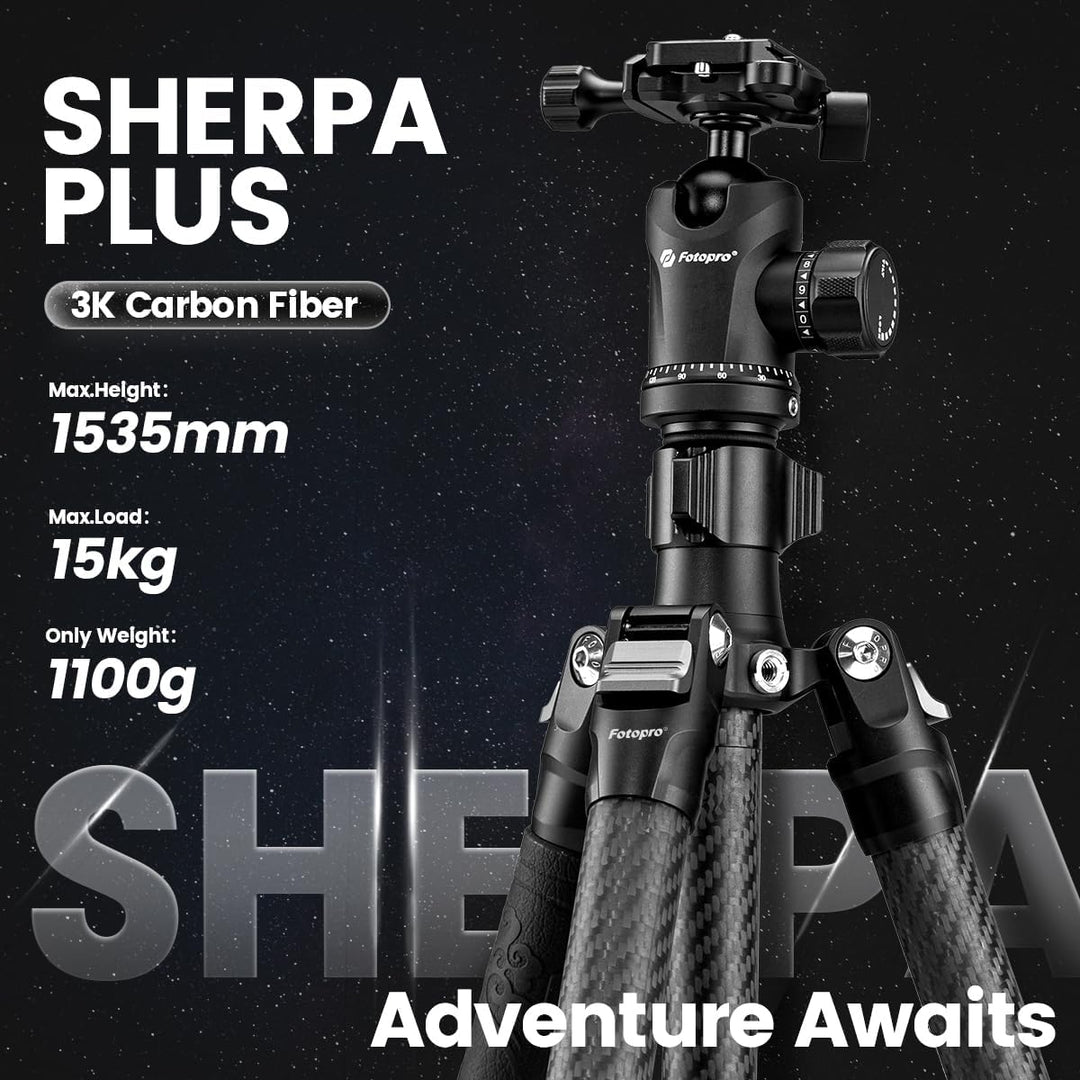 Fotopro Kohlefaser-Stativ 64 Zoll 360 Grad Kugelkopf Schnellwechselplatte Kamerastativ Kompatibel mi