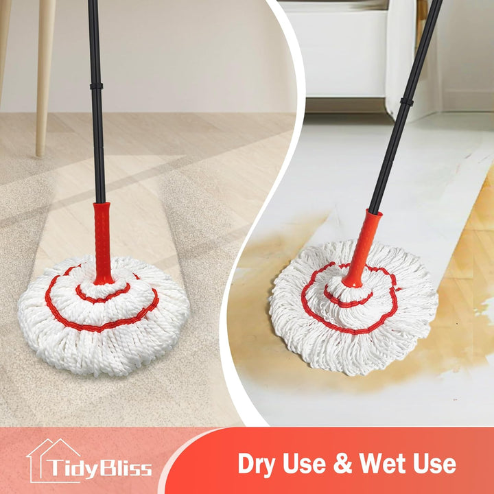 TidyBliss Bodenwischer Wischmopp, Wischer Boden mit 145 cm Langem Stiel, Selbst Wringing Mop, Microf
