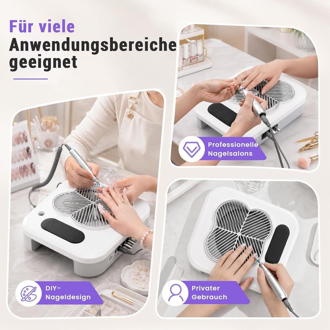 Nail Drill, 3in1 Nagel Fräser Elektrische mit UV-LED &amp; Nagel Staubabsaugung Nagelstaubsauger mit Fil