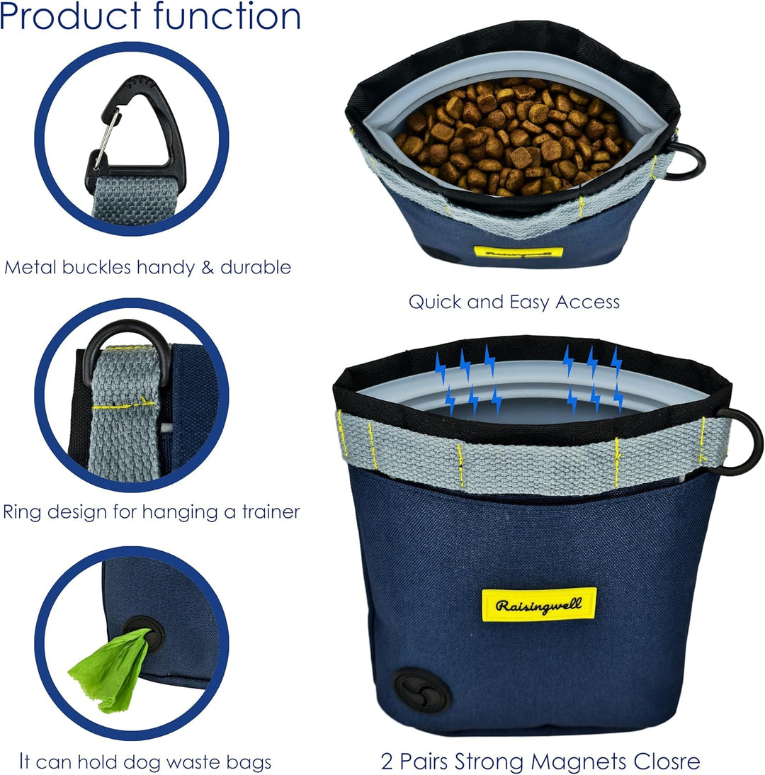 Raisingwell Leckerlitasche für Hunde, Multifunktions-Gassi Tasche mit Silikonbeutel, Futterbeutel fü