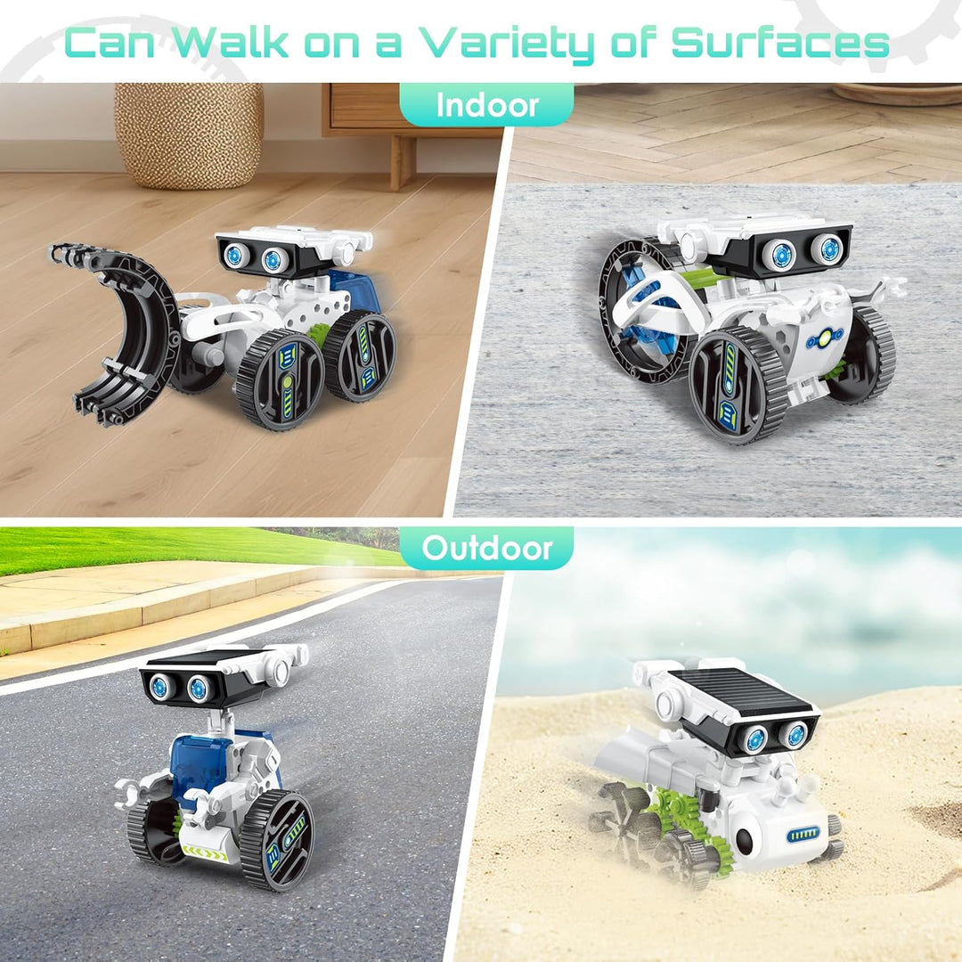Solar Roboter Spielzeug für Kinder, 12-in-1 Solar Robot Kit Solar oder Wiederaufladbar Batterie Betr