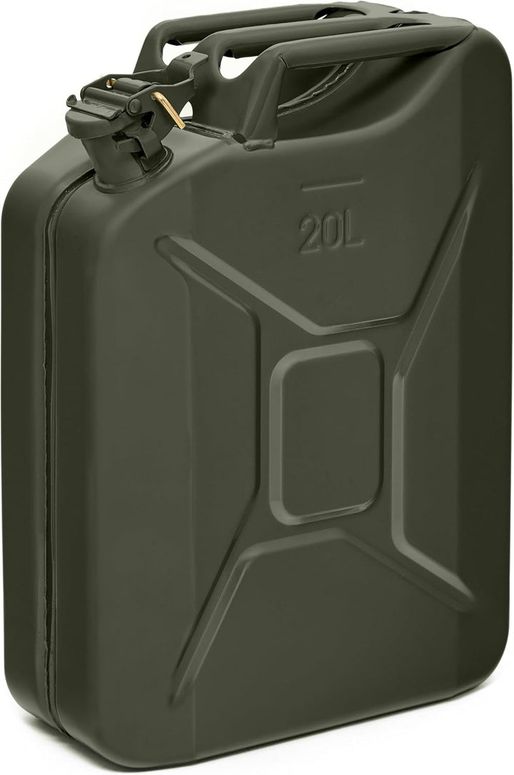 Oxid7® by BW Benzinkanister Metall 2x 20 Liter mit 2x Ausgiesser - Kraftstoffkanister Bronzegrün RAL