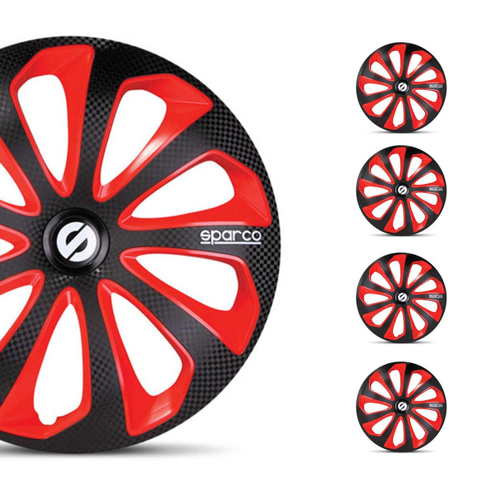 Satz Sparco Radzierblenden Sicilia 15-Zoll Schwarz/Rot/Karbon