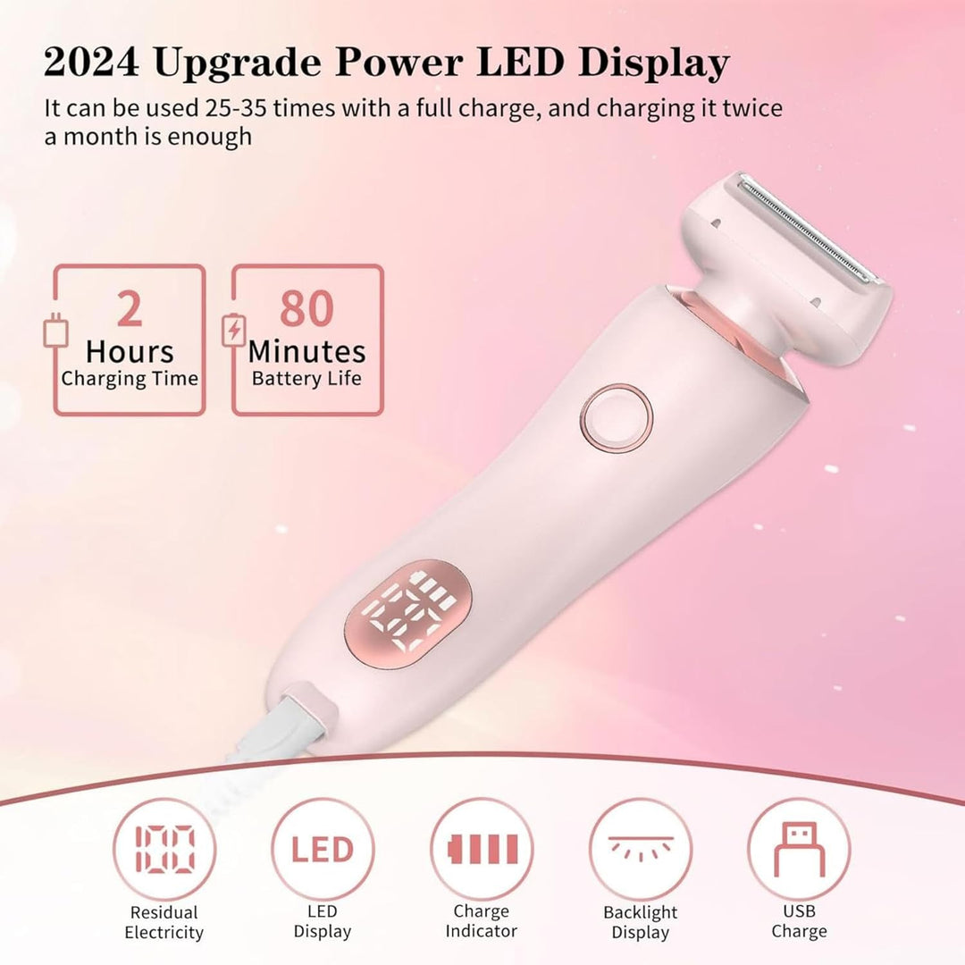 Boulina Rasierer Damen Glisse Pro Frühlings Starter Set, Bikini-Trimmer mit LED-Anzeige, wasserdicht