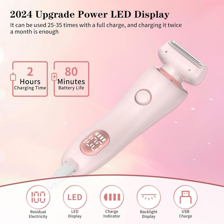 Boulina Rasierer Damen Glisse Pro Frühlings Starter Set, Bikini-Trimmer mit LED-Anzeige, wasserdicht