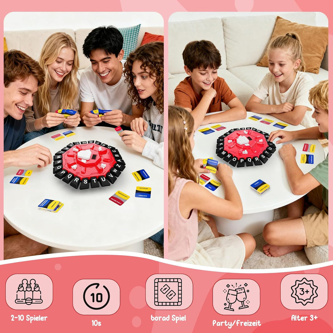 Rasende Wörter Deutsch mit 24 Tasten, Wortspiel mit Timer,Buchstabenspiel,Wörterspiel für Kinder und